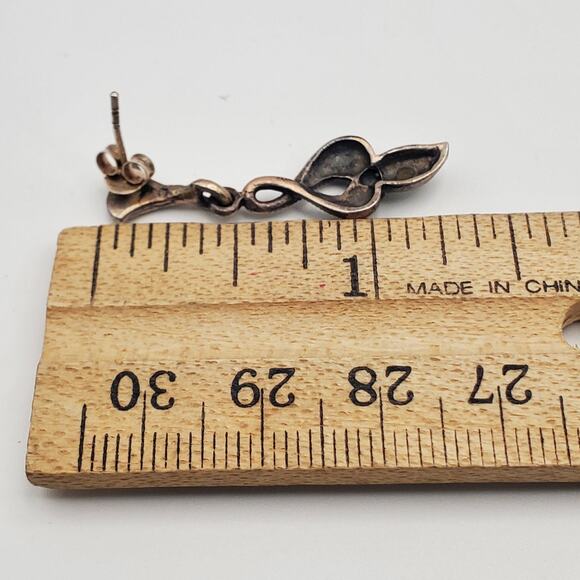 Lot of 3 Sterling Silver Marcasite Dangle Earrings Pierced - Picture 16 of 16